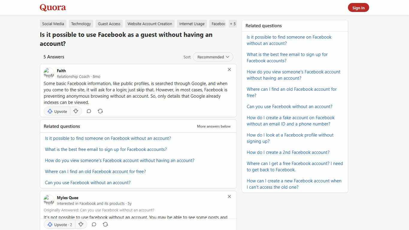 Is it possible to use Facebook as a guest without having an account? - Quora